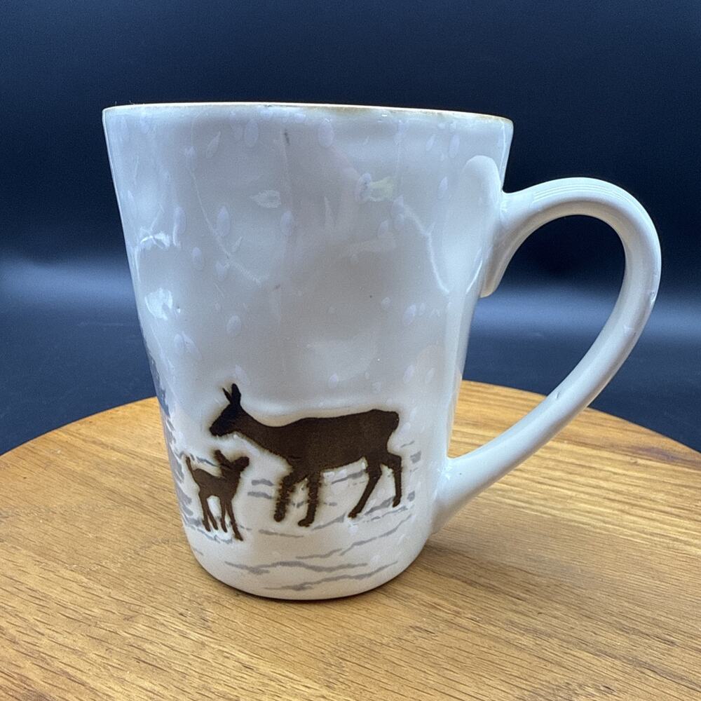 Spectrum Designz 2017 Snowflakes Deer Tree Ceramic Mug 4-5/8”